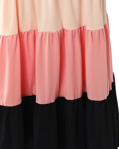 Ruffle Strap Maxi Dress | Colorblock Maxi Dress V Neck | Colorblock